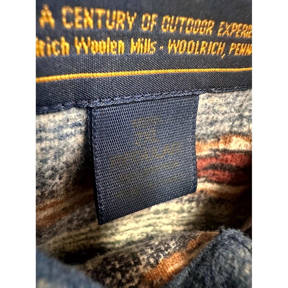 Woolrich‎ Shirt Mens Blue Green Long Sleeve Round Hem Classic Button-Up Collared - Picture 4 of 7